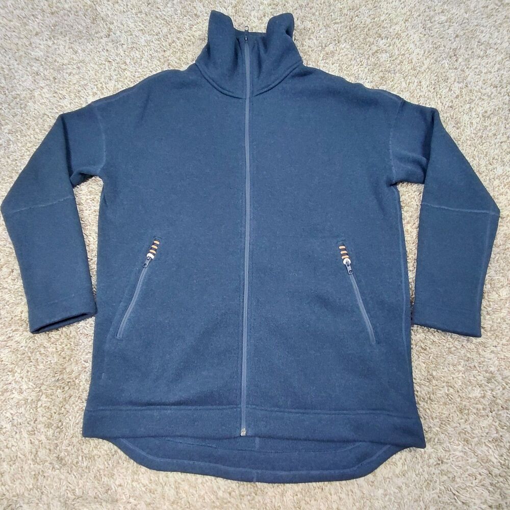 Stio Fleece Jacket Womens Medium Navy Blue Full Zip Up Outdoor Hiking Oversized
